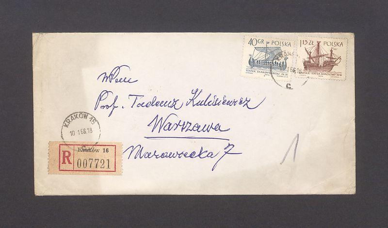 Koperta, adr. WPan Prof. Tadeusz Kulisiewicz