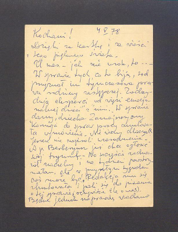 Kochani! Dzięki za kartkę i za wieści z tego pięknego świata [...]