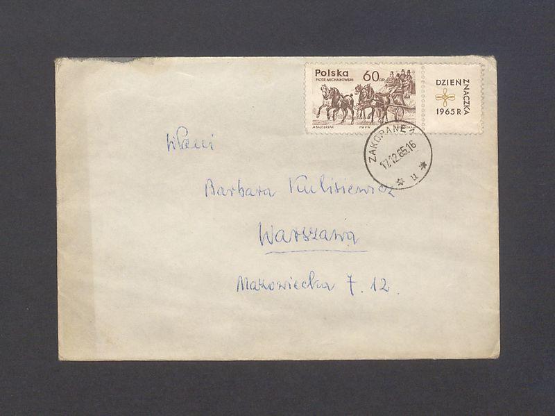 Koperta, adr. W. Pani Barbara Kulisiewicz