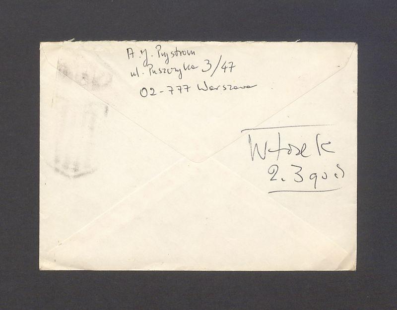 Koperta, nad. A. J. Prystrom