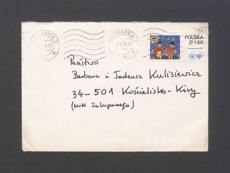 Koperta, adr. Państwo Barbara i Tadeusz Kulisiewicz