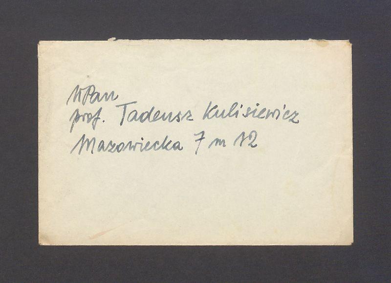 Koperta, adr. WPan  prof. Tadeusz Kulisiewicz