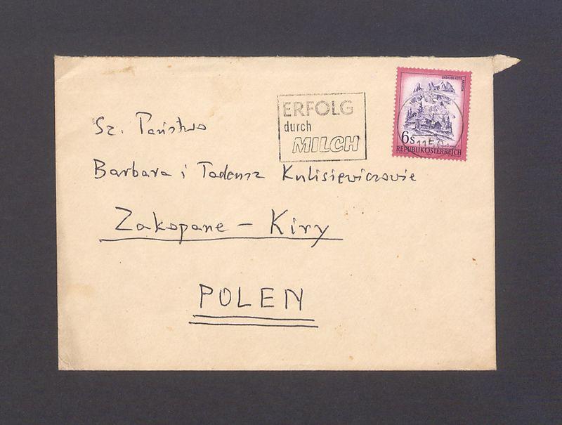 Koperta, adr. Sz. Państwo Barbara i Tadeusz Kulisiewiczowie