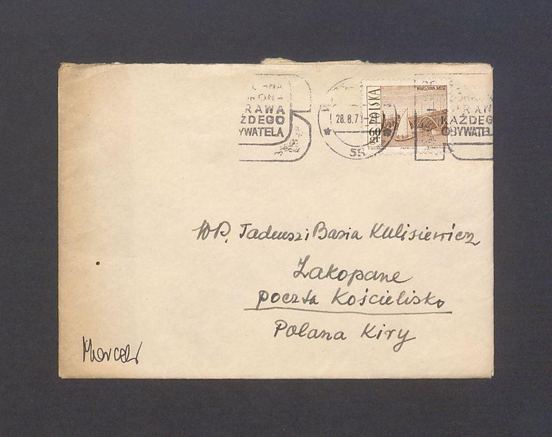 Koperta, adr. WP. Tadeusz i Basia Kulisiewicz