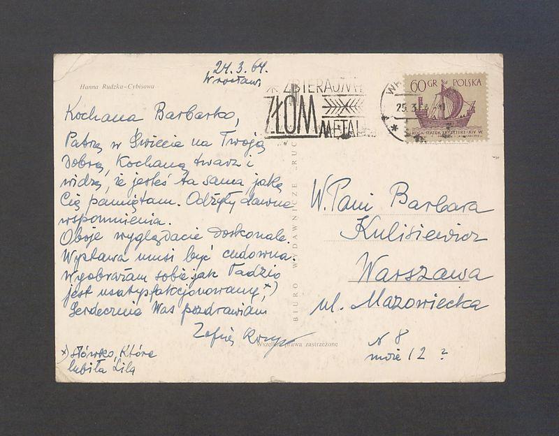 Kochana Barbarko, Patrzę w Świecie na Twoją dobrą, kochaną twarz [...]