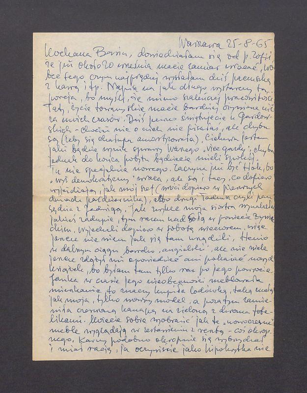 Kochana Basiu, dowiedziałam się od p. Zofii [...]