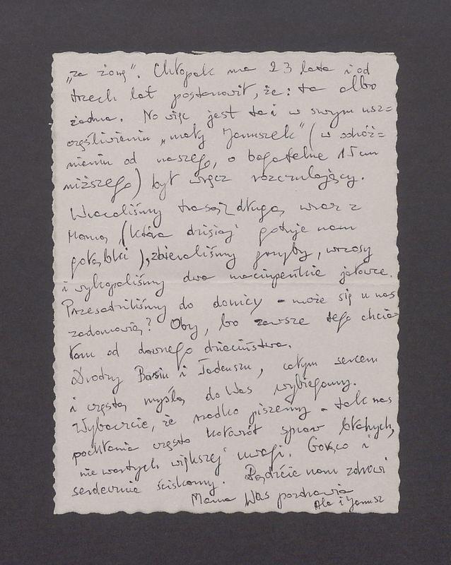 Basiuniu i Tadeuszu, Kochani! Dostaliśmy od Was karteczkę [...]