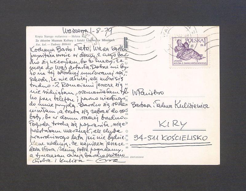 Kochana Basiu i Tato, Wasza kartka przywitała mnie w domu [...]