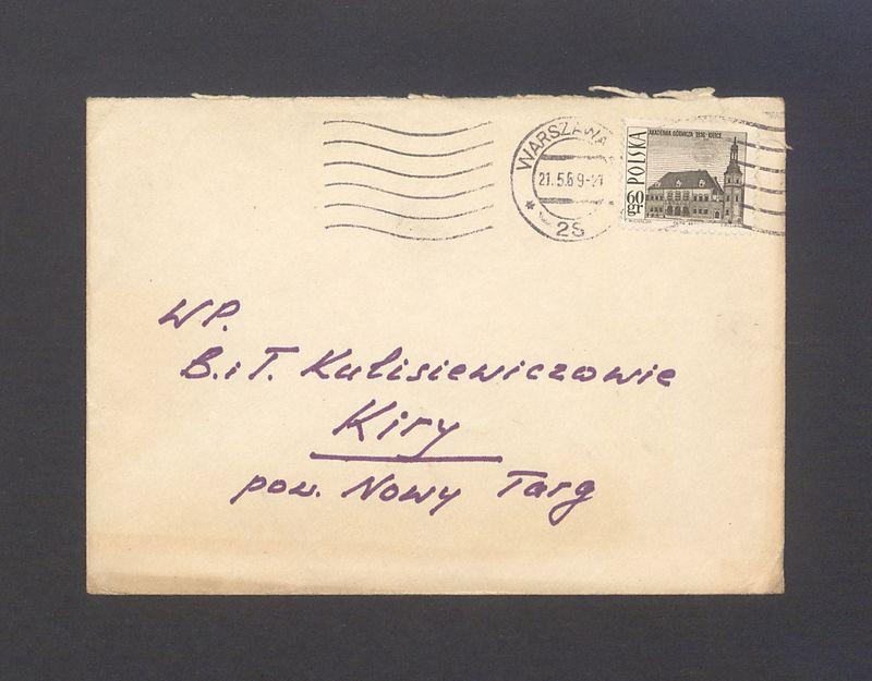 Koperta, adr. WP. B. i T. Kulisiewiczowie