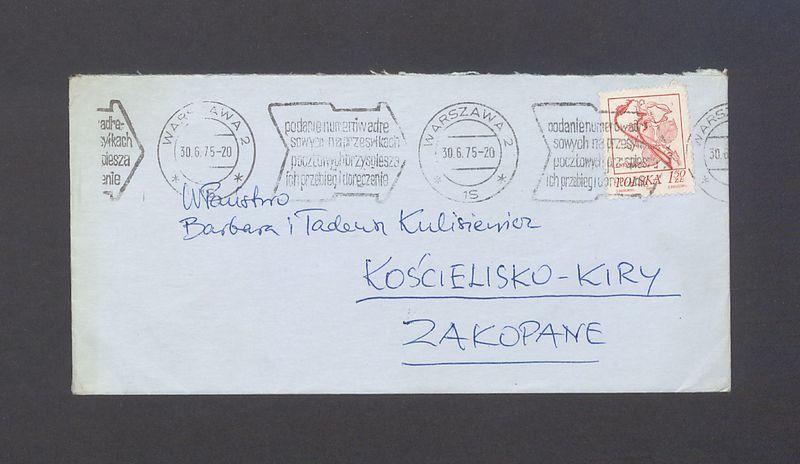 Koperta, adr. WPaństwo Barbara i Tadeusz Kulisiewicz