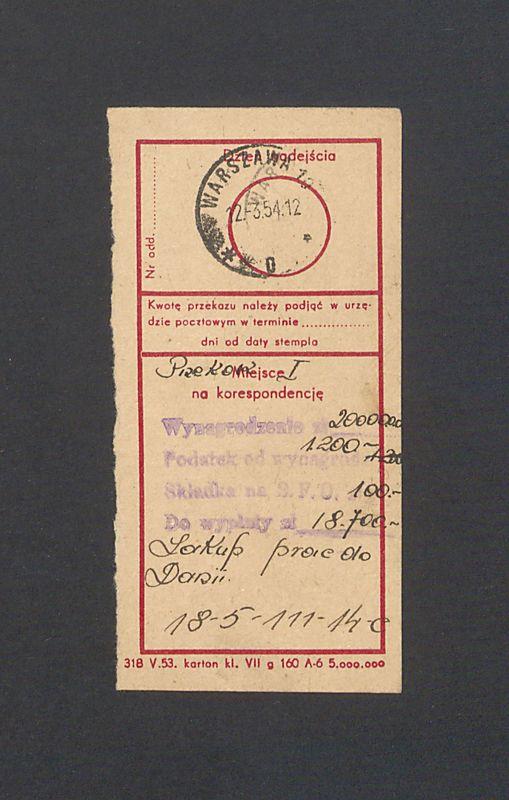 Odcinek dla odbiorcy dot. wpłat na rachunek bankowy, część I