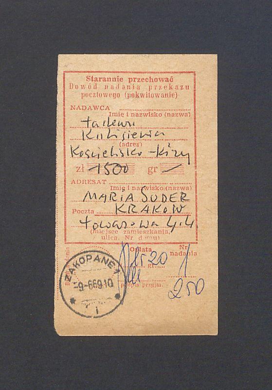 Odcinek dla odbiorcy dot. wpłat na rachunek bankowy, część III