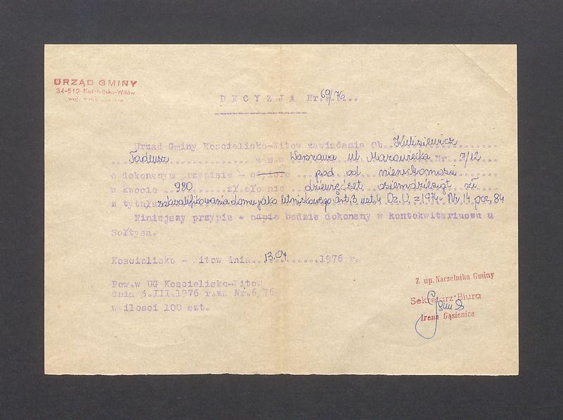 Zawiadomienie o podatku od nieruchomości