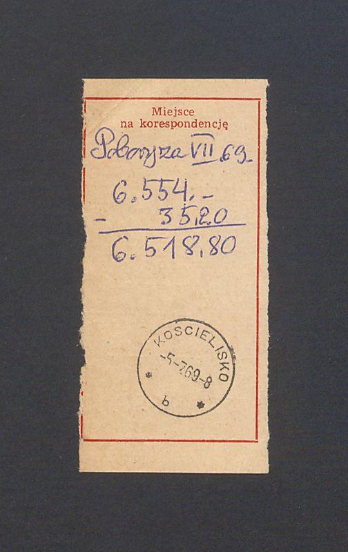 Odcinek dla odbiorcy dot. wpłat na rachunek bankowy, część III