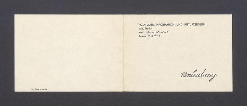 Wir laden Sie herzlich ein zur Eroffnung der Ausstellung "Zeichnungen und Grafiken von Tadeusz Kulisiewicz"