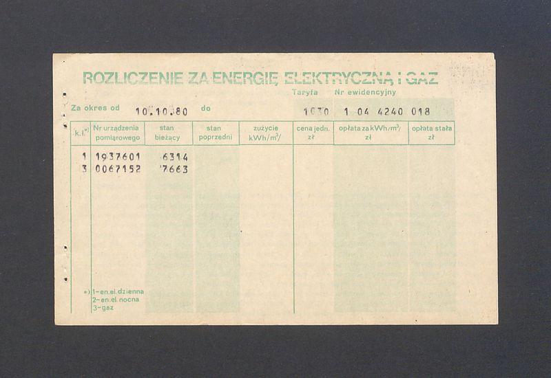 Książeczka wpłat za energię elektryczną i gaz