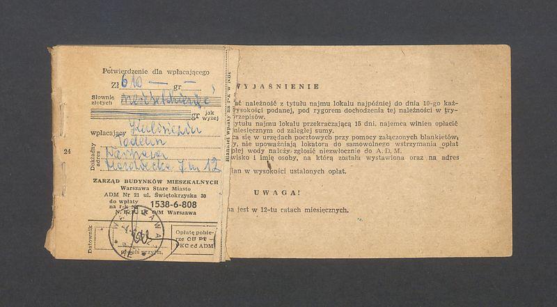 Potwierdzenie wpłaty - Zarząd Budynków Mieszkalnych