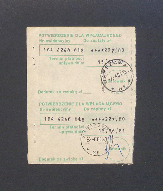 Książeczka wpłat za energię elektryczną i gaz