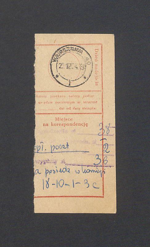 Odcinek dla odbiorcy dot. wpłat na rachunek bankowy, część I