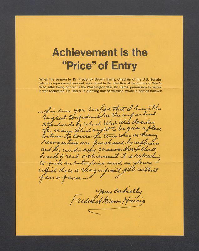 Achievement is the "Price" of Entry