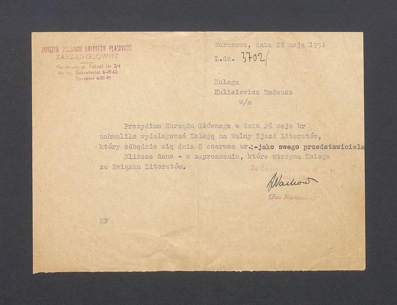 Związek Polskich Artystów Plastyków: delegacja na Walny Zjazd Literatów