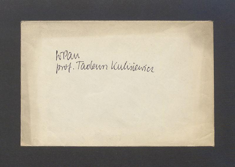 Koperta, adr. WPan prof. Tadeusz Kulisiewicz