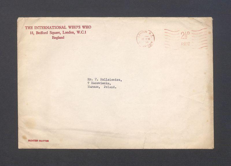 Koperta, nad. The International Who's Who