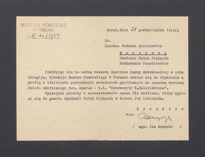 Muzeum Pomorskie w Toruniu: prośba o udzielenie materiałów graficznych na wystawę "Drzeworyty T. Kulisiewicza"