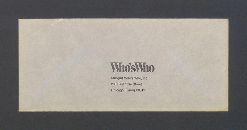 Koperta zwrotna, adr. Who's who