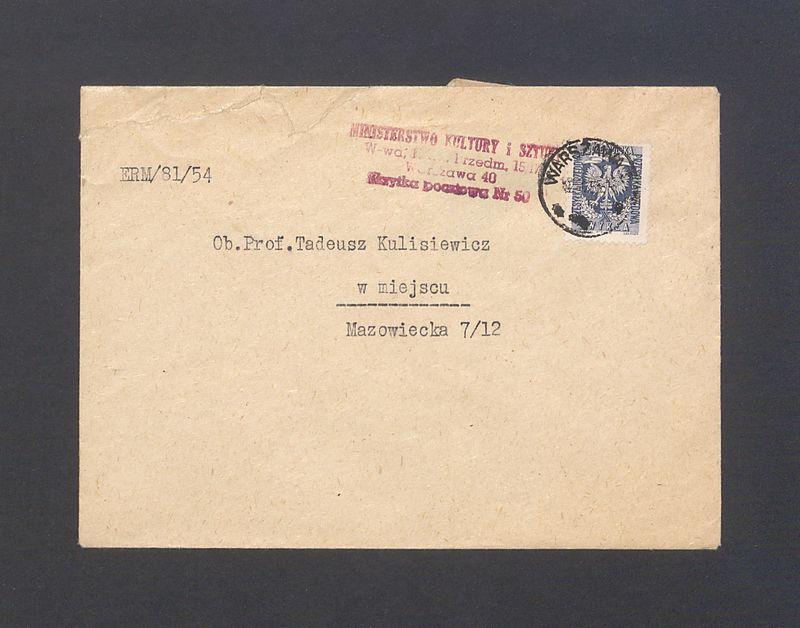 Koperta, nad. Ministerstwo Kultury i Sztuki