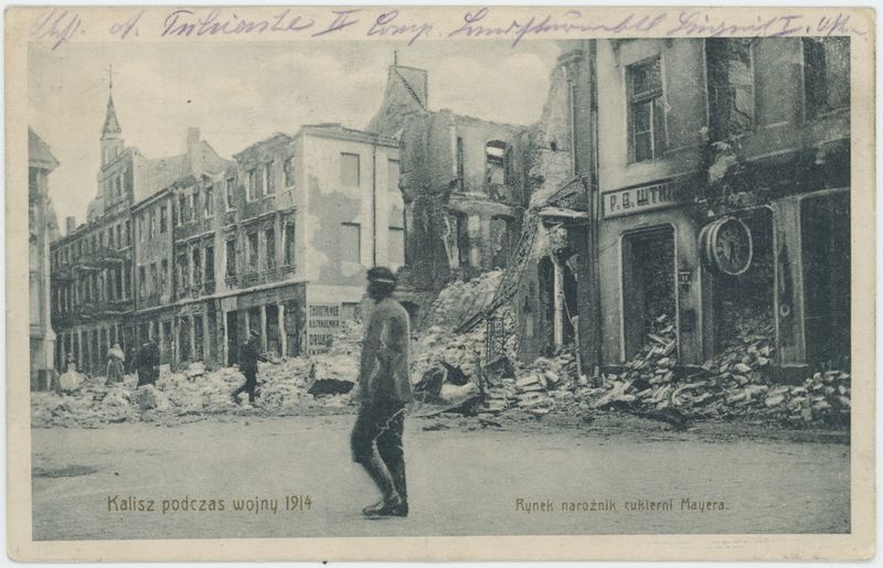 Kalisz podczas wojny 1914 Rynek narożnik cukierni Meyera