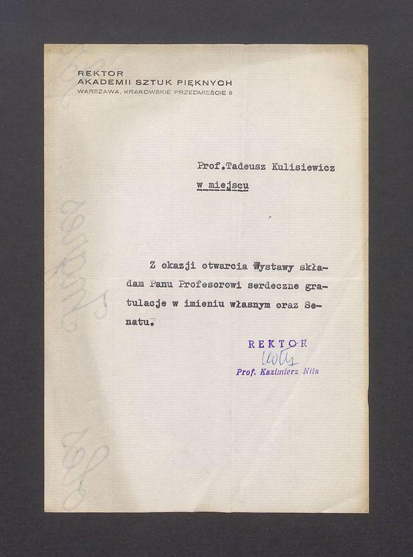 Z okazji otwarcia Wystawy składamy Panu Profesorowi serdeczne gratulacje [...]