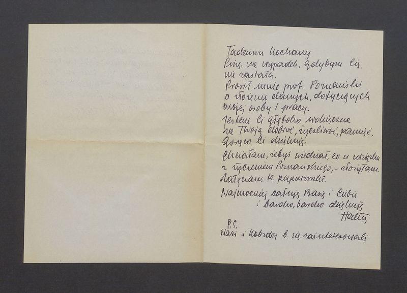 Tadeuszu Kochany, Piszę, na wypadek, gdybym Cię nie zastała [...]