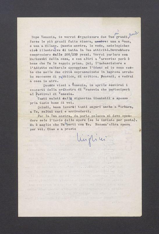 Carissimo Kulisiewicz, riscrivo la lettera che Ti avevo preparata [...]