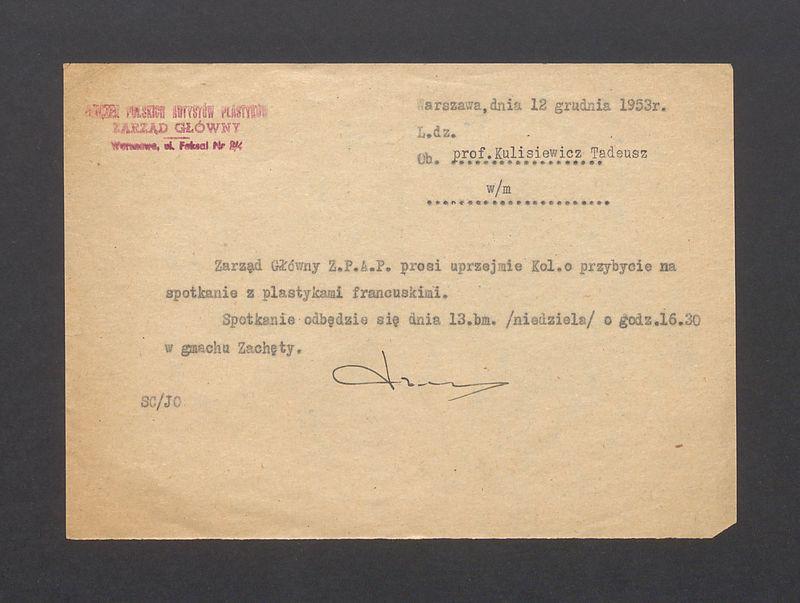 Związek Polskich Artystów Plastyków: zaproszenie na spotkanie z plastykami francuskimi