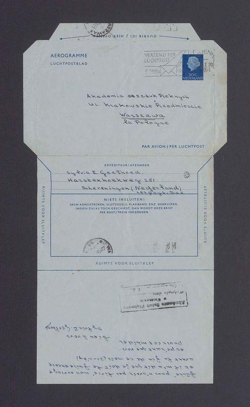 Koperta, adr. Akademia Sztuk Pięknych