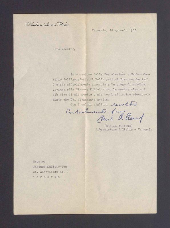 Caro Maestro, in occasione della Sua elezione a Membro Onorario dell' Accademia di Belle Arti di Firenze [...]