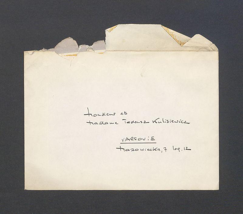 Koperta, adr. Monsieur et Madame Tadeusz Kulisiewicz