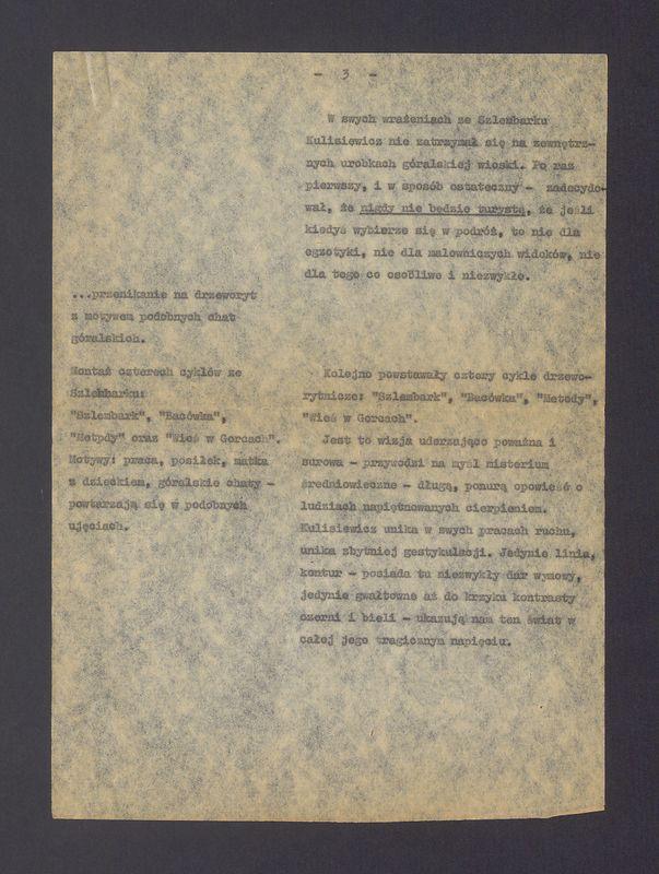 Tadeusz Kulisiewicz. Scenariusz audycji z cyklu "Portrety"