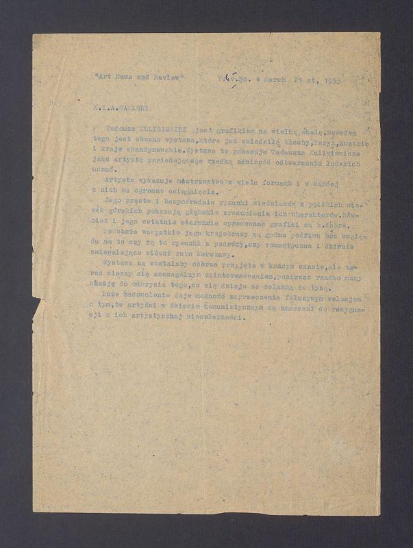 A.I.A. Gallery. Tadeusz Kulisiewicz   jest grafikiem na wielką skalę [...]