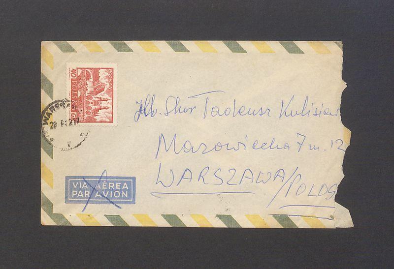 Koperta, adr. Tadeusz Kulisiewicz