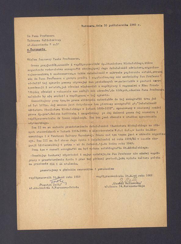 Wielce Szanowny Panie Profesorze, Grono przyjaciół, uczniów i współpracowników [...]