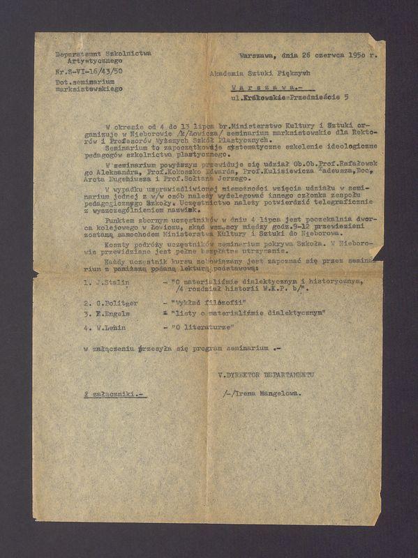 Program, lista uczestników i plan pracy seminarium w Nieborowie