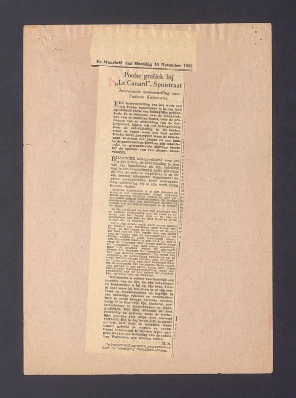 Poolse grafiek bij "Le Canard" Spuistraat