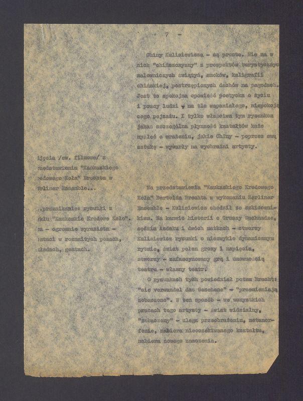 Tadeusz Kulisiewicz. Scenariusz audycji z cyklu "Portrety"