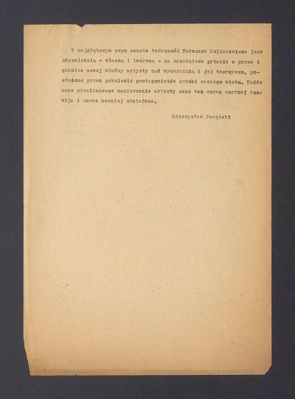 Tadeusz Kulisiewicz należy do pokolenia, którego miejsce w rozwoju sztuki naszego wieku [...]