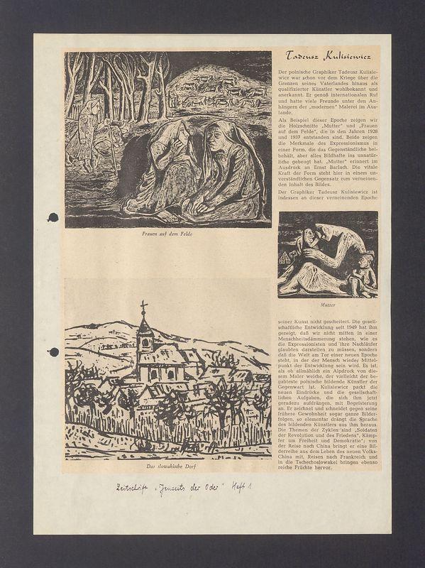 Pressestimmen uber die Ausstellung des polnischen Graphikers Prof. Tadeusz Kulisiewicz