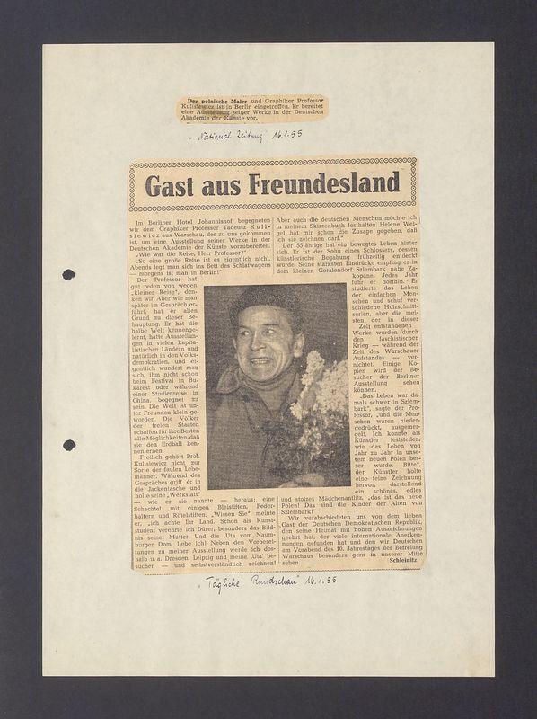 Pressestimmen uber die Ausstellung des polnischen Graphikers Prof. Tadeusz Kulisiewicz