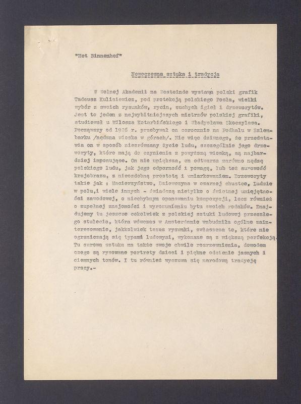 Nowoczesna sztuka i tradycja. W wolnej Akademii na Westeinde wystawia polski grafik [...]