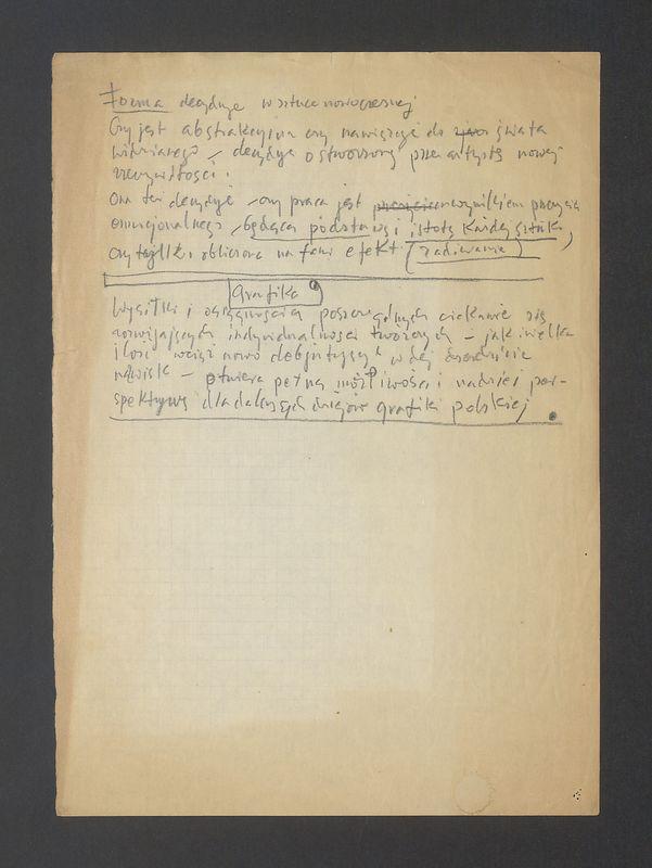 Notatka - przemyślenia o formie w sztuce nowoczesnej 